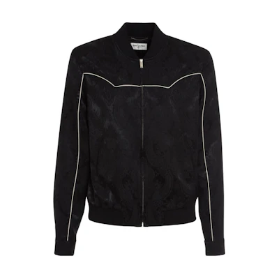 Saint Laurent SS23 Printed Bomber Jacket Black Long Sleeve 679636Y2E79