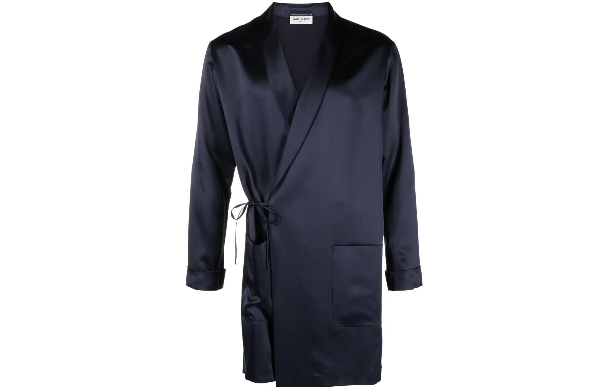 Saint Laurent SS23 Solid Color Lace-Up Long Sleeve Jacket Navy Blue 735173Y001W4000