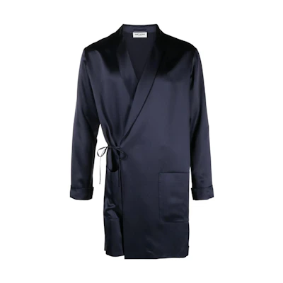 Saint Laurent SS23 Solid Color Lace-Up Long Sleeve Jacket Navy Blue 735173Y001W4000