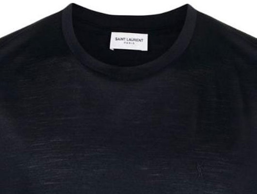 圣罗兰 SS23 男士刺绣标志圆领T恤 靛蓝蓝色 737953Y36HA4010 Details for 圣罗兰 SS23 男士刺绣标志圆领T恤 靛蓝蓝色 737953Y36HA4010