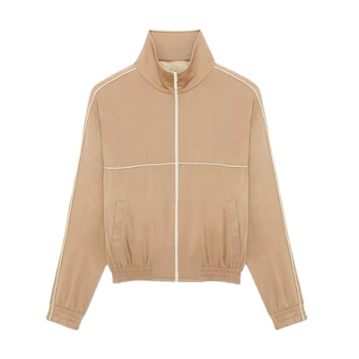 Saint Laurent SS23 Striped Print Stand Collar Jacket Men’s Pale Pink 733679Y001W9502