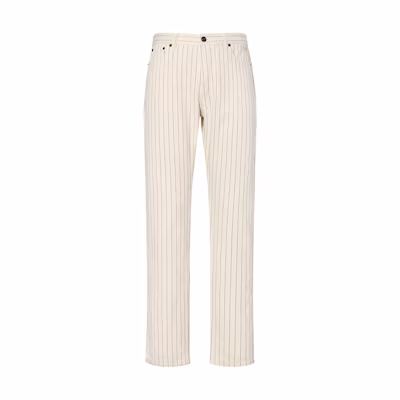 SAINT LAURENT SS23 Striped Print Straight-Leg Jeans Ivory White Mens. 684996Y21HA2573