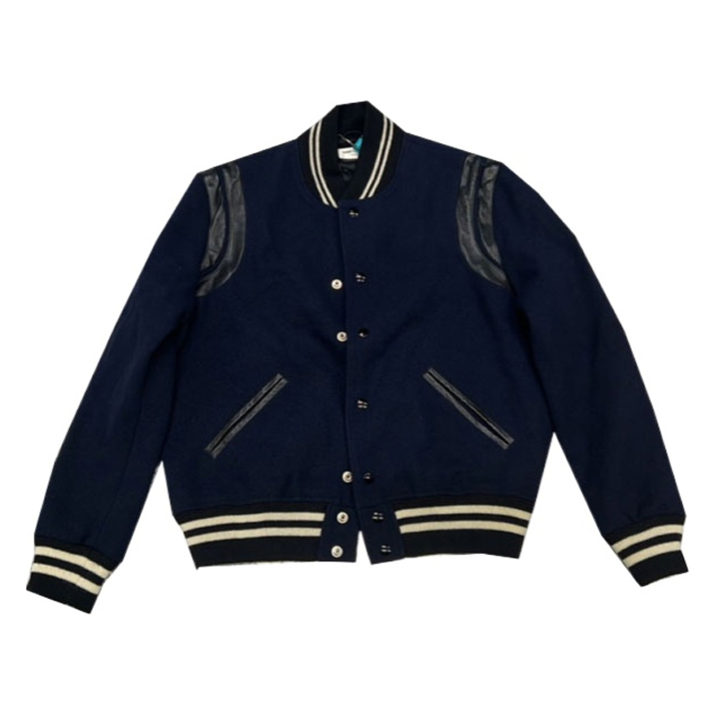 Saint Laurent SS23 Two-Tone Single-Breasted Navy Jacket - Black 354718Y580F4140