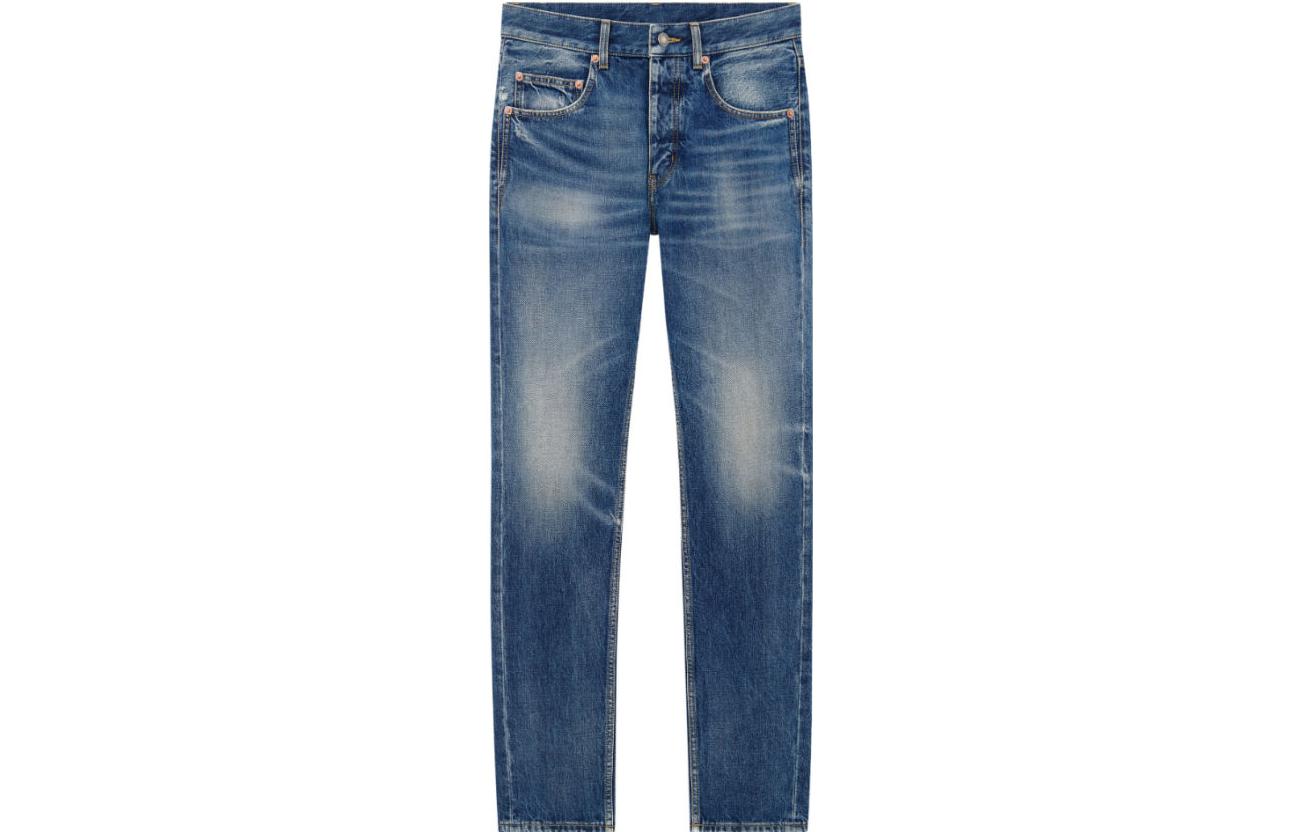 SAINT LAURENT SS23 Washed Straight Low-Waist Button Jeans Men Blue 757190YR9705040 圖 2