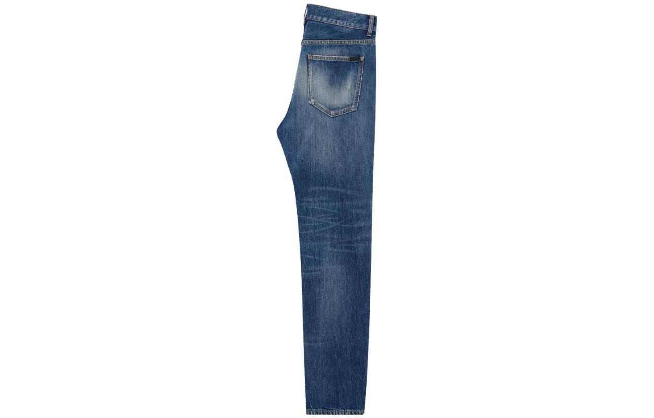 SAINT LAURENT SS23 Washed Straight Low-Waist Button Jeans Men Blue 757190YR9705040 圖 3