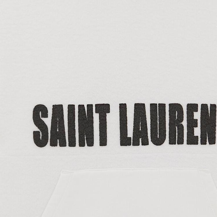 Sizing SAINT LAURENT SS23 男士白色標誌印花連帽袋袋T恤。 729852Y37GX9744