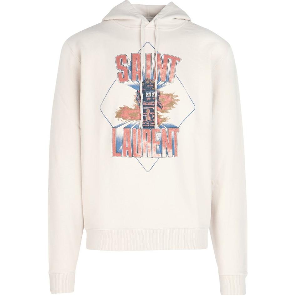 Saint Laurent SS23 White Loose Fit Hoodie with Letter Print for Men 560705-YBDW2-9721