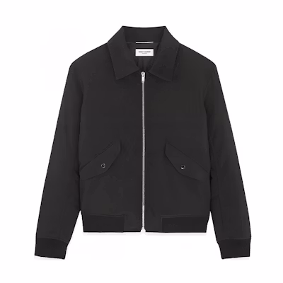 SAINT LAURENT SS24 Black Solid-Colored Pilot Jacket 779707Y6D381000