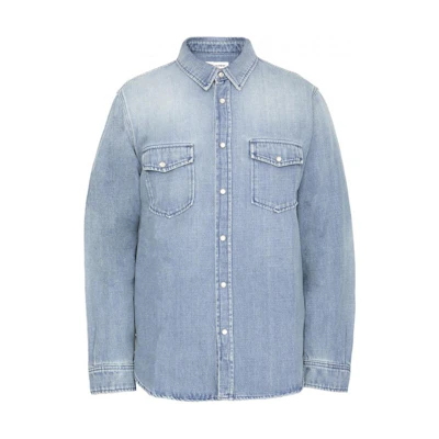 SAINT LAURENT SS24 Blue Long Sleeve Shirt with Pockets 604792Y18UA4176