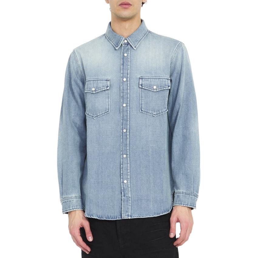 Lookbook SAINT LAURENT SS24  Blue Long Sleeve Shirt with Pockets 604792Y18UA4176