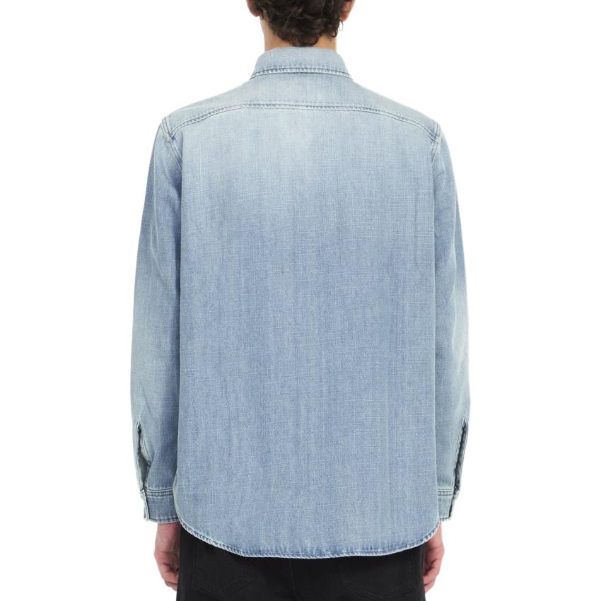 Shop SAINT LAURENT SS24  Blue Long Sleeve Shirt with Pockets 604792Y18UA4176