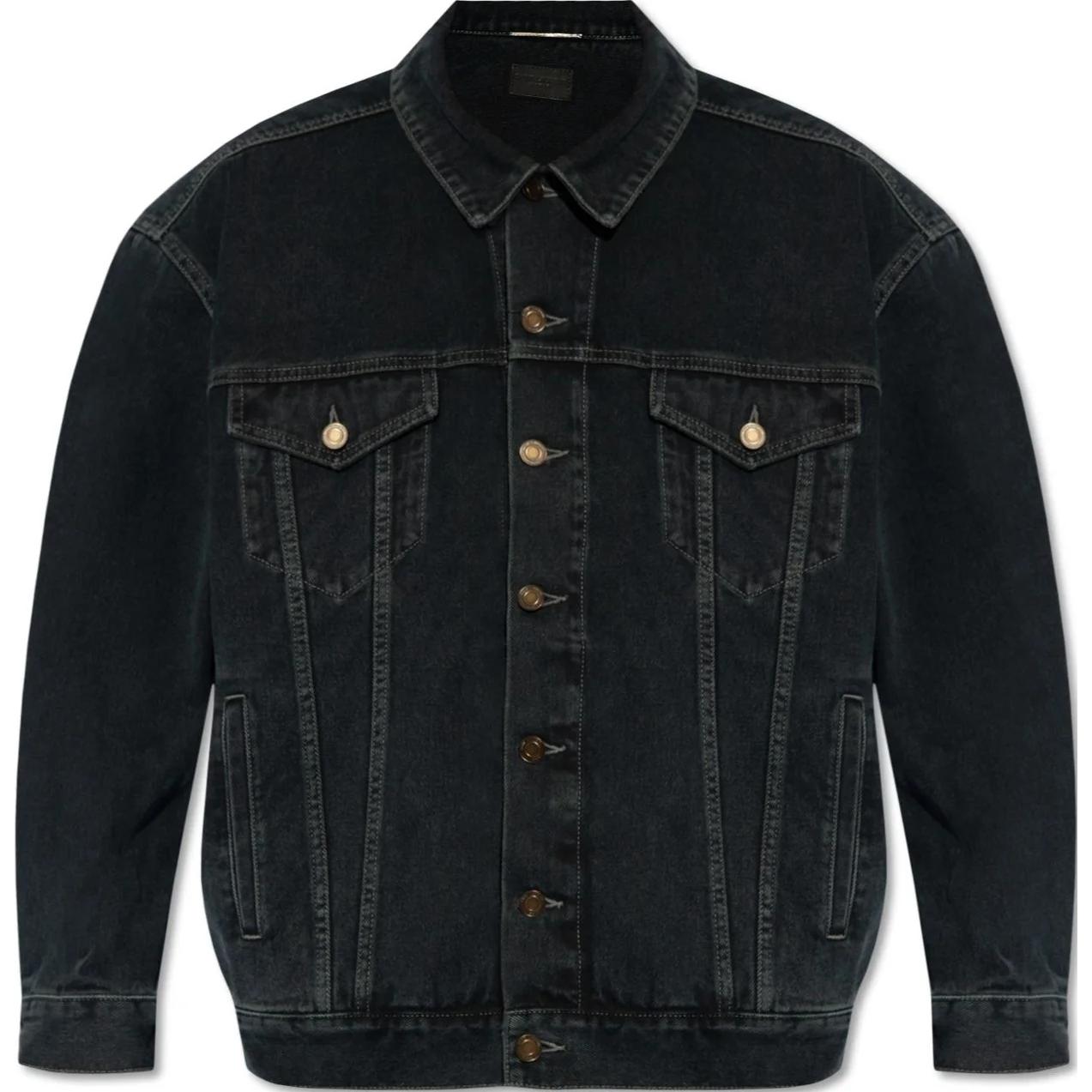 SAINT LAURENT SS24  Washed Black Denim Jacket Single-Breasted Loose Fit. 730958Y07TE3962
