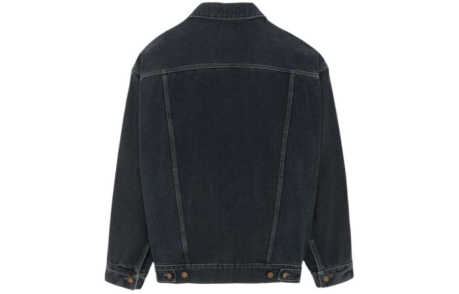 Lookbook SAINT LAURENT SS24 水洗黑色丹寧外套 單排扣寬鬆版型。 730958Y07TE3962