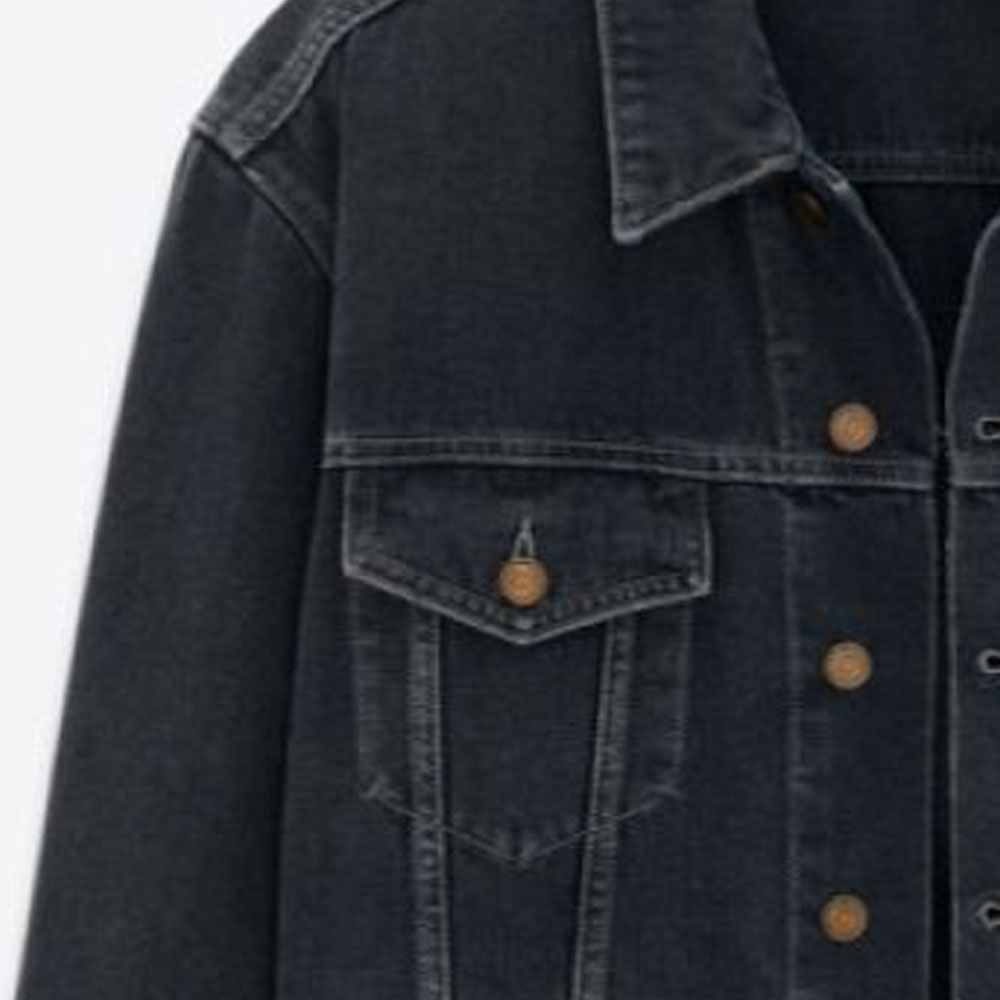 Purchase SAINT LAURENT SS24 水洗黑色丹寧外套 單排扣寬鬆版型。 730958Y07TE3962