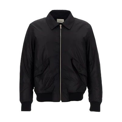 Saint Laurent SS24 Black Solid Zip-Up Collar Jacket Long Sleeve 779707Y1I021000