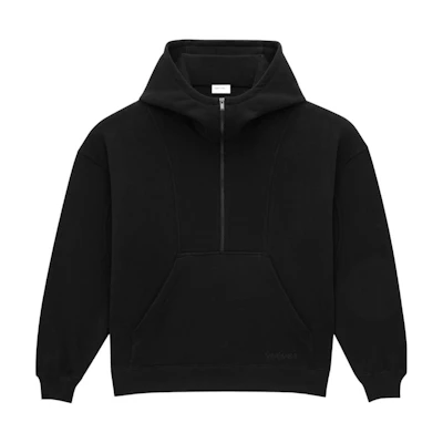 Saint Laurent SS24 Logo Embroidered Half-Zip Sweatshirt Black 802136Y36SW1000