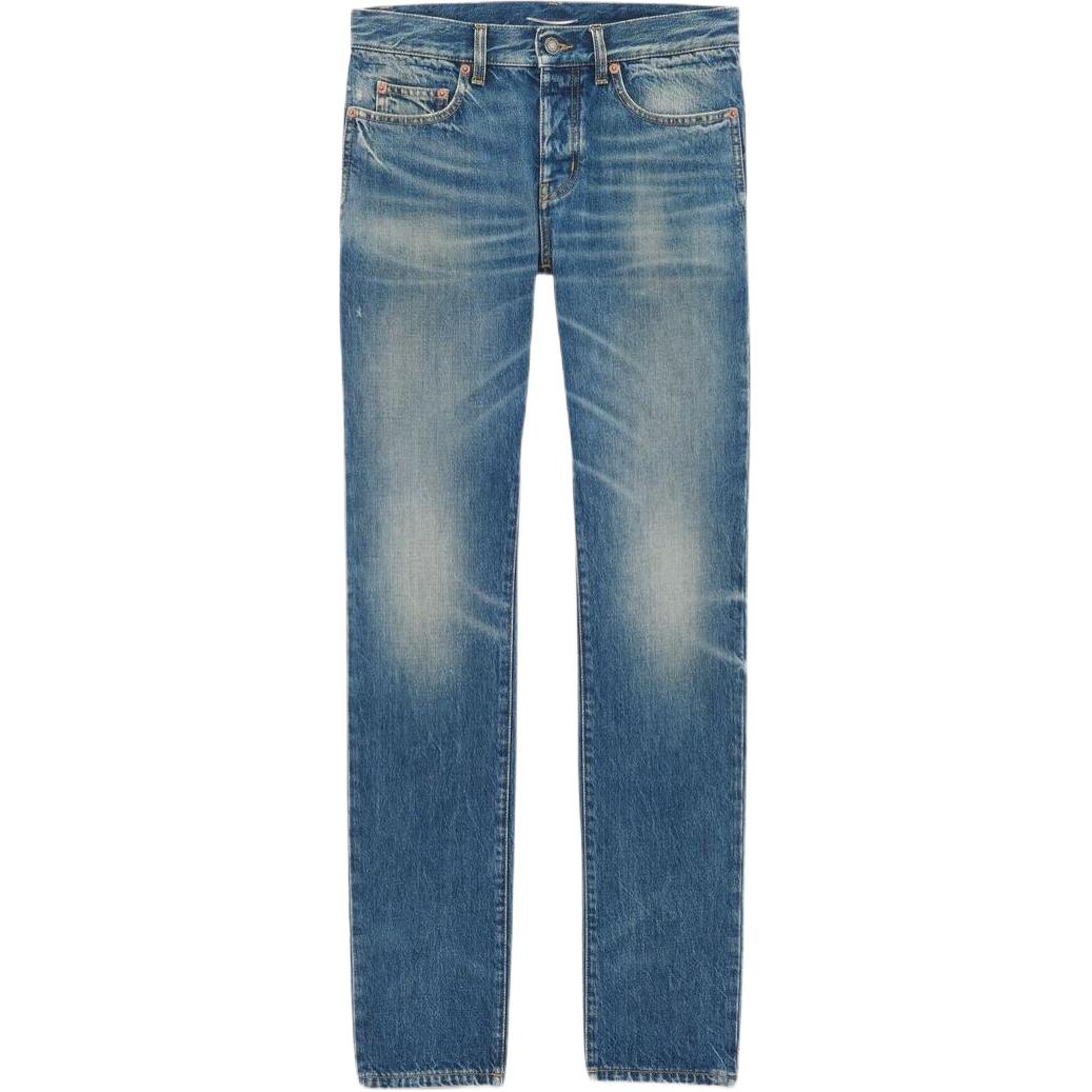 SAINT LAURENT SS24 Low-Waist Button Fly Denim Jeans Men’s Light Blue 597052YV970-5017