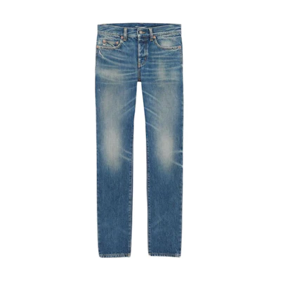 SAINT LAURENT SS24 Low-Waist Button Fly Denim Jeans Men’s Light Blue 597052YV970-5017