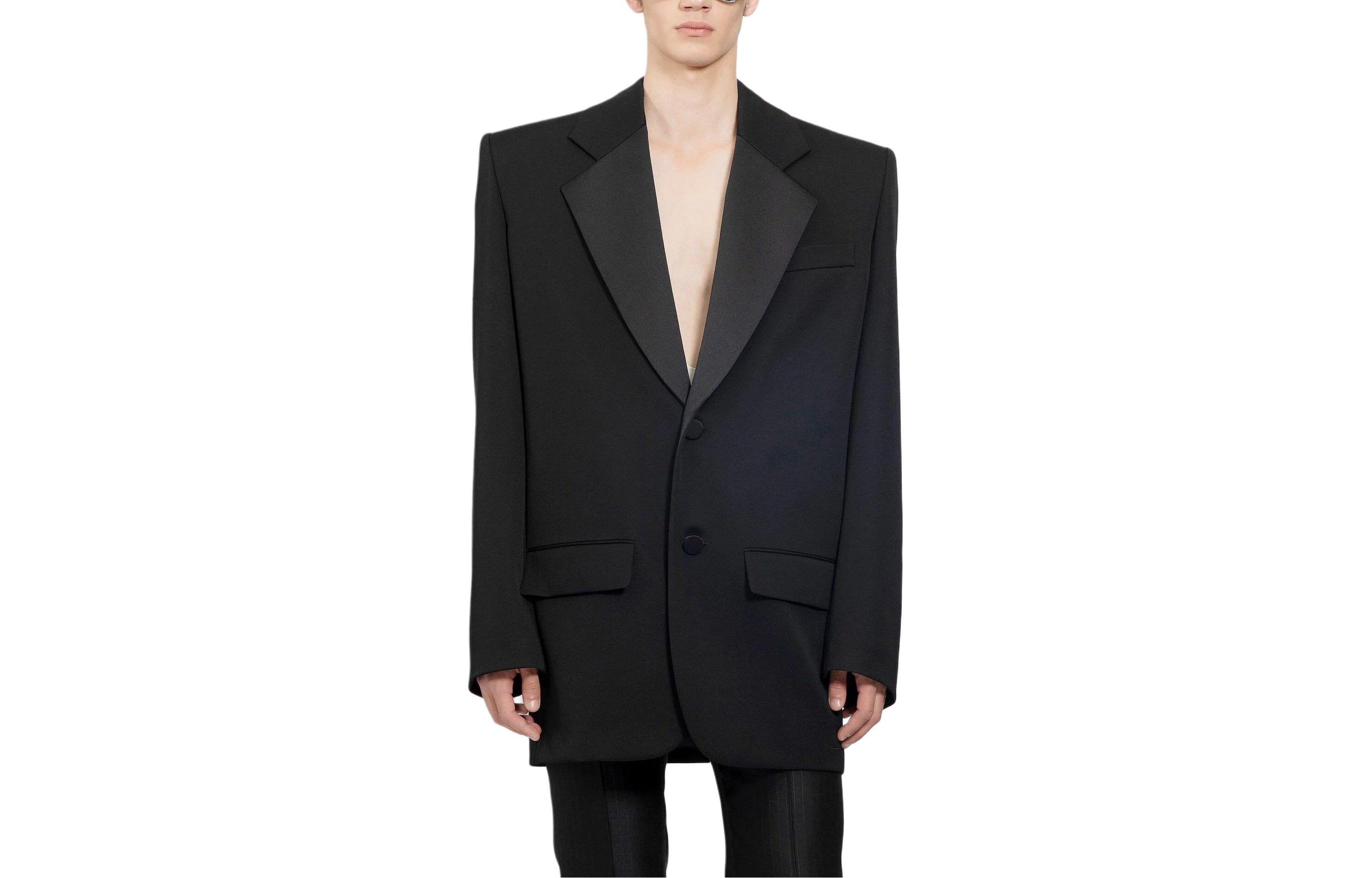 Saint Laurent SS24 Oversized Tuxedo Blazer Black Single-Breasted Jacket 782775Y7E63-1000
