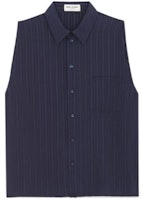 SAINT LAURENT SS24 Striped Point Collar Sleeveless Shirt Ocean Blue Men 770488Y1I874140 SAINT LAURENT SS24 Striped Point Collar Sleeveless Shirt Ocean Blue Men 770488Y1I874140