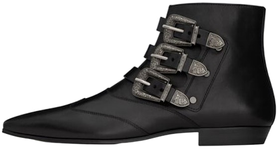 Saint Laurent Stan 'Sepatu Bot Kulit Hitam' 68724428N001000 Buy Saint Laurent Stan 'Sepatu Bot Kulit Hitam' 68724428N001000