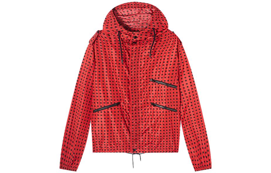 Saint Laurent Star Print Full-Zip Hoodie Jacket with Drawstring 504710Y790U6041