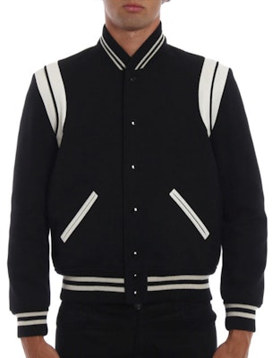 Saint Laurent Striped Casual Single-Breasted Baseball Jacket - Unisex Black 354718Y180W1070 Shop Saint Laurent Striped Casual Single-Breasted Baseball Jacket - Unisex Black 354718Y180W1070
