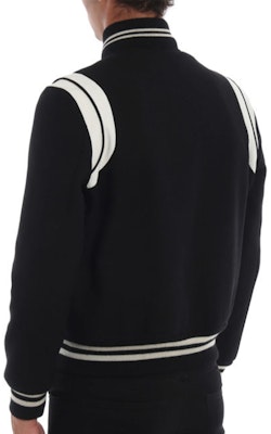 Saint Laurent Striped Casual Single-Breasted Baseball Jacket - Unisex Black 354718Y180W1070 Details for Saint Laurent Striped Casual Single-Breasted Baseball Jacket - Unisex Black 354718Y180W1070