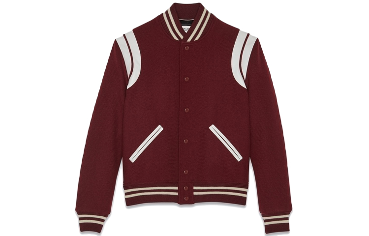 Saint Laurent Striped Colorblock Single-Breasted Jacket Unisex - Dark Red 354718Y180W5504