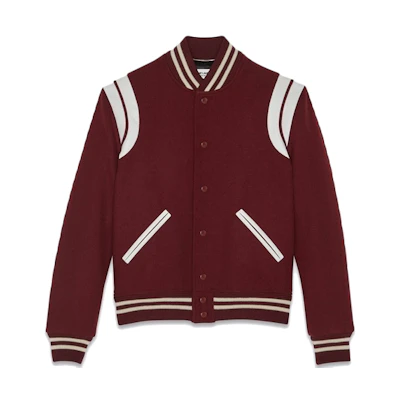 Saint Laurent Striped Colorblock Single-Breasted Jacket Unisex - Dark Red 354718Y180W5504