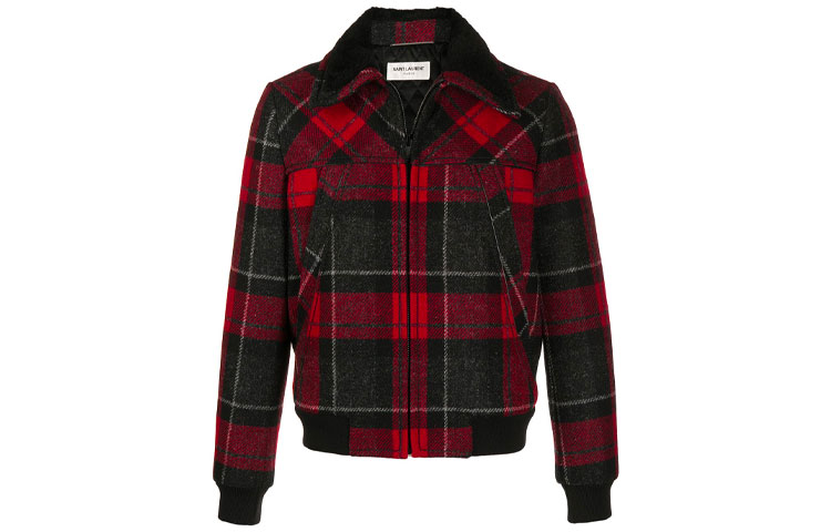 SAINT LAURENT Striped Print Zip-Up Collared Long Sleeve Jacket Red - . 615978Y9B026466 圖 2