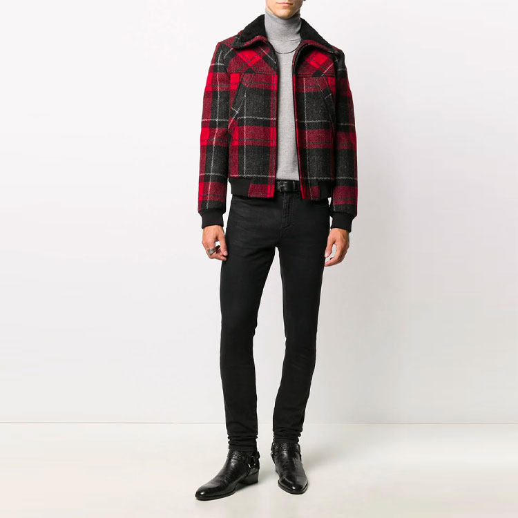 SAINT LAURENT Striped Print Zip-Up Collared Long Sleeve Jacket Red - . 615978Y9B026466 圖 3