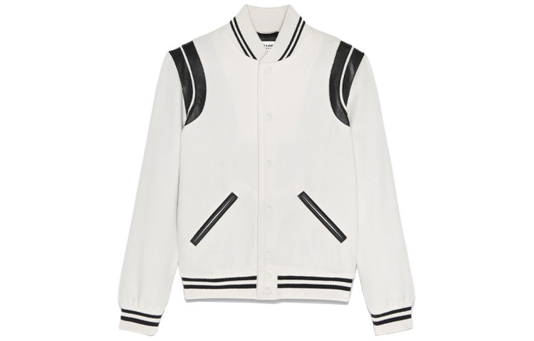 Saint Laurent Striped Single-Breasted Casual Baseball Jacket Men’s White. 354718Y213Q9502