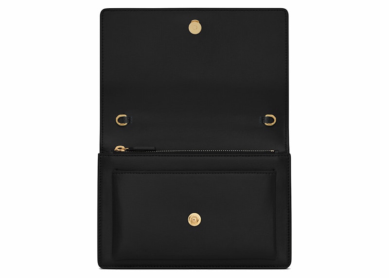 Lookbook 聖羅蘭黑色光滑皮革日落鏈條錢包