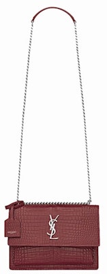 Saint Laurent Sunset Crocodile Embossed Calfskin Medium Garnet Buy Saint Laurent Sunset Crocodile Embossed Calfskin Medium Garnet