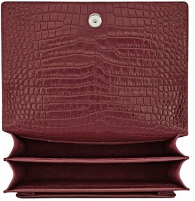 Saint Laurent Sunset Crocodile Embossed Calfskin Medium Garnet Lookbook Saint Laurent Sunset Crocodile Embossed Calfskin Medium Garnet
