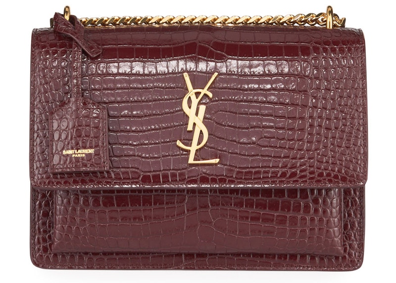 Saint Laurent Sunset Crocodile Embossed Medium Red