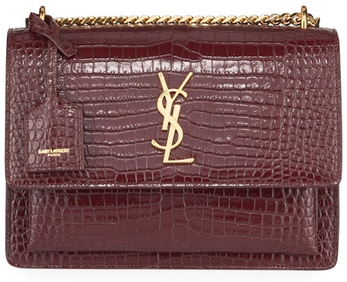 Saint Laurent Sunset Crocodile Embossed Medium Red Buy Saint Laurent Sunset Crocodile Embossed Medium Red
