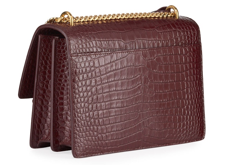 Order サンローラン サンセット クロコ型押し 中型 レッド