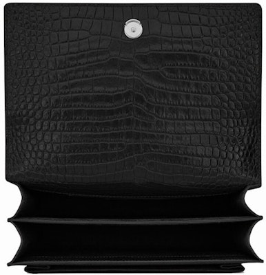 Saint Laurent Sunset Crocodile Embossed Shiny Leather Medium Black Lookbook Saint Laurent Sunset Crocodile Embossed Shiny Leather Medium Black