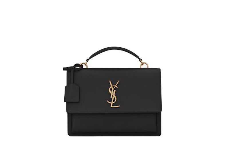 Saint Laurent Sunset Top Handle in Smooth Leather Black