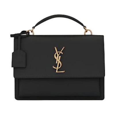 Saint Laurent Sunset Top Handle in Smooth Leather Black