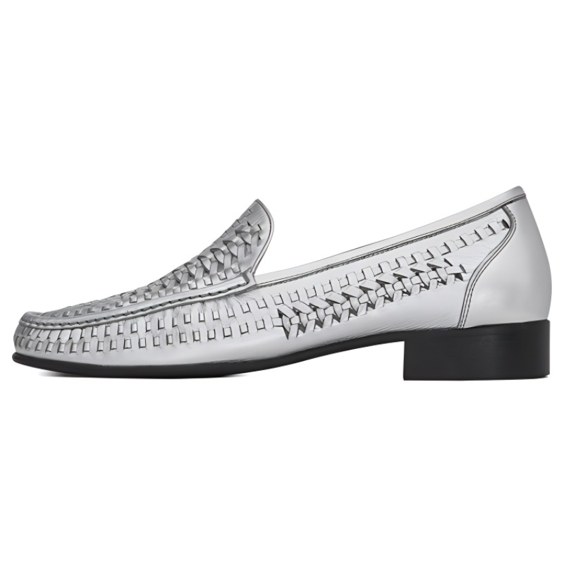Saint Laurent Swann Loafer 'Metallic Woven Silver' 6490282O7008105