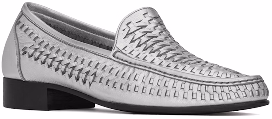 Mocasín Saint Laurent Swann 'Plateado Metálico Tejido' 6490282O7008105 Lookbook Mocasín Saint Laurent Swann 'Plateado Metálico Tejido' 6490282O7008105