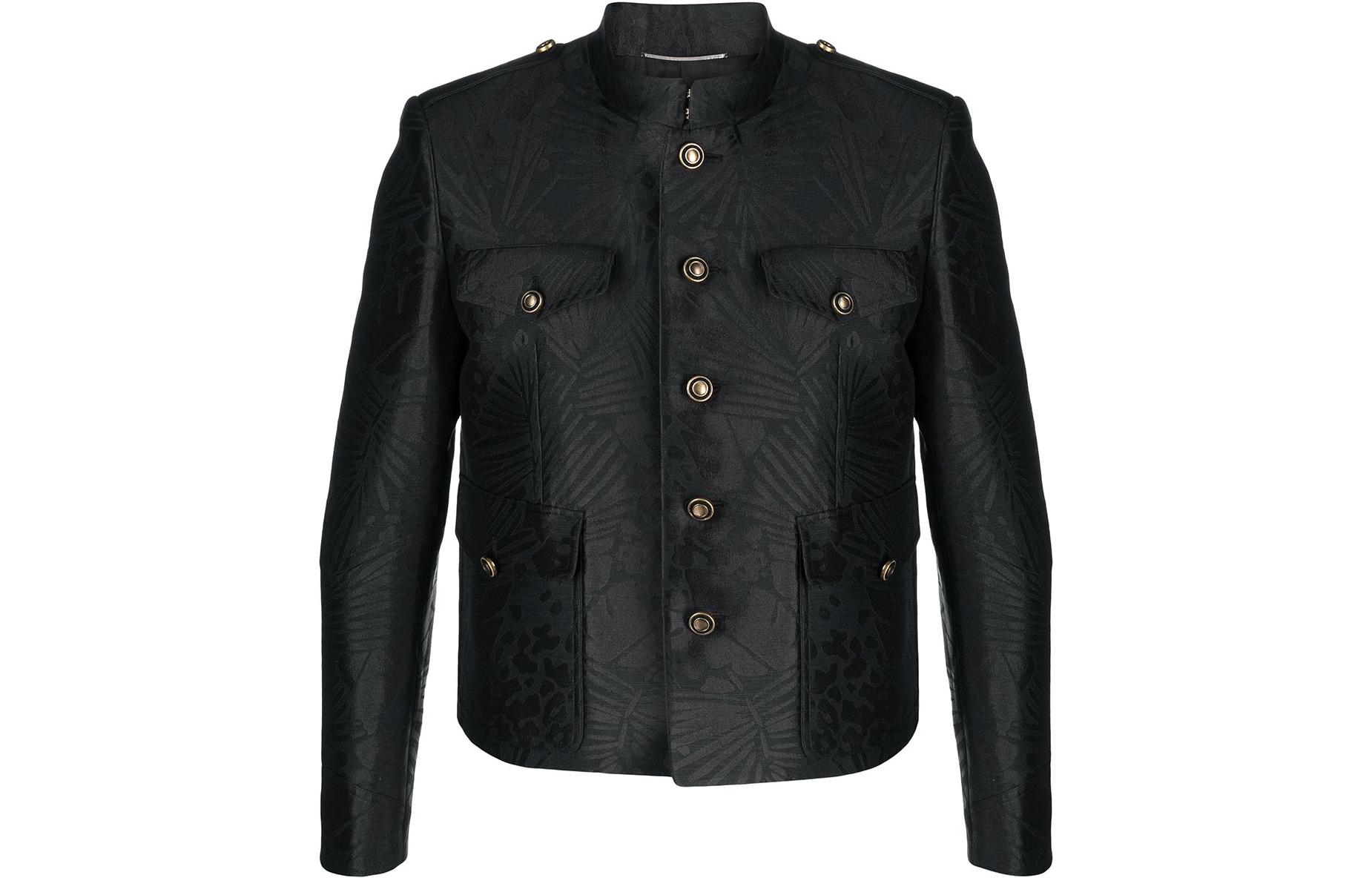 Saint Laurent Textured Solid Single-Breasted Jacket Black 645300Y2C771000