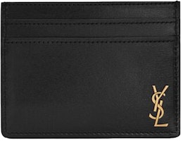 Saint Laurent Tiny Cassandre (5 Card Slot) Card Case Gold Logo Black Saint Laurent Tiny Cassandre (5 Card Slot) Card Case Gold Logo Black