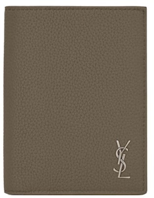 Saint Laurent Tiny Cassandre Credit Card Wallet in Grained Leather Dark Khaki Buy Saint Laurent Tiny Cassandre Credit Card Wallet in Grained Leather Dark Khaki