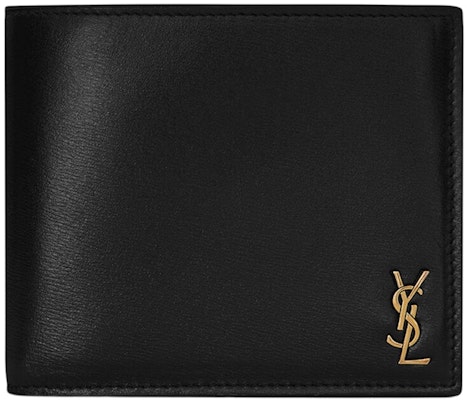 Saint Laurent Tiny Cassandre East/West Bifold Wallet In Shiny Leather Black Buy Saint Laurent Tiny Cassandre East/West Bifold Wallet In Shiny Leather Black