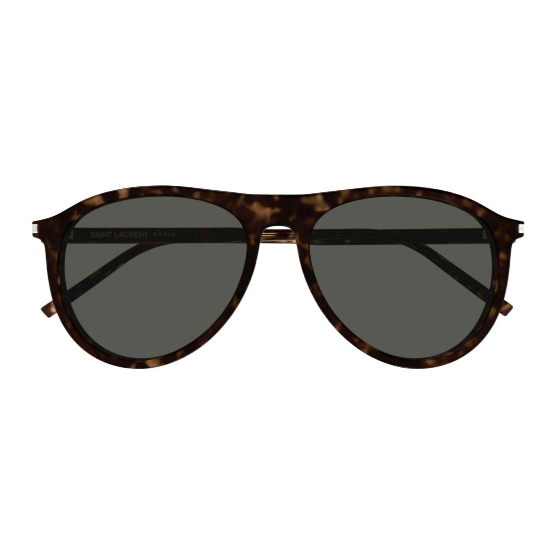 SAINT LAURENT Tortoiseshell Unisex Irregular Acetate Sunglasses with Engraved Temples SL667002 圖 3