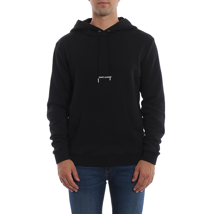 Shop SAINT LAURENT Unisex Black Fleece Hoodie 464581YB2PG1000